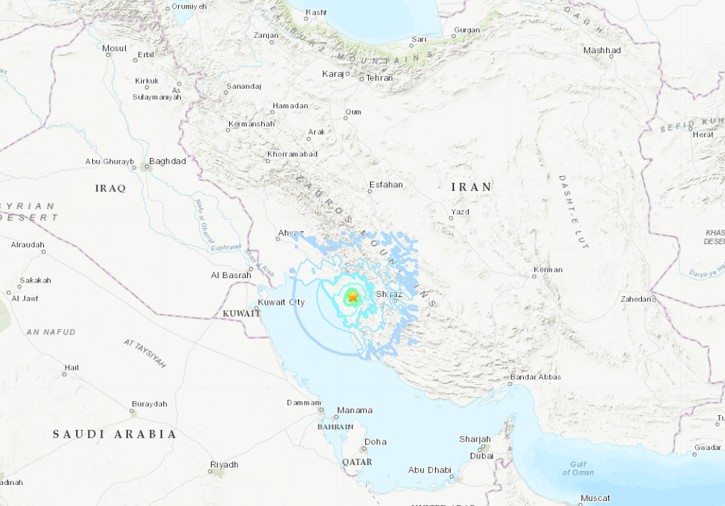 ▲▼伊朗南部發生規模5.7地震  鄰國伊拉克也有感。（圖／翻攝自USGS）