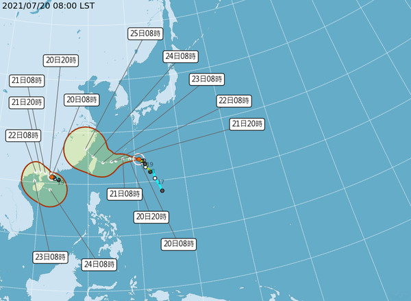 ▲▼烟花颱風最新路徑。（圖／中央氣象局）