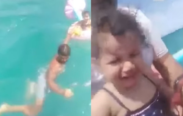 爸媽沒看好！1歲女嬰被強風吹走　游泳圈海上漂流1.6公里。（圖／翻攝自YouTube／INFO XPRESS）