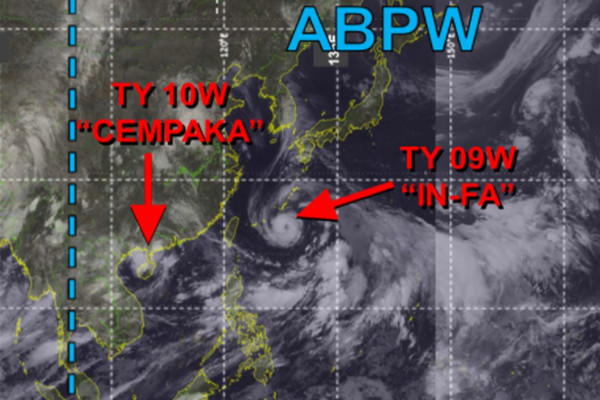 ▲▼ 美國聯合颱風警報中心觀測烟花颱風、查帕卡。（圖／翻攝自JTWC）