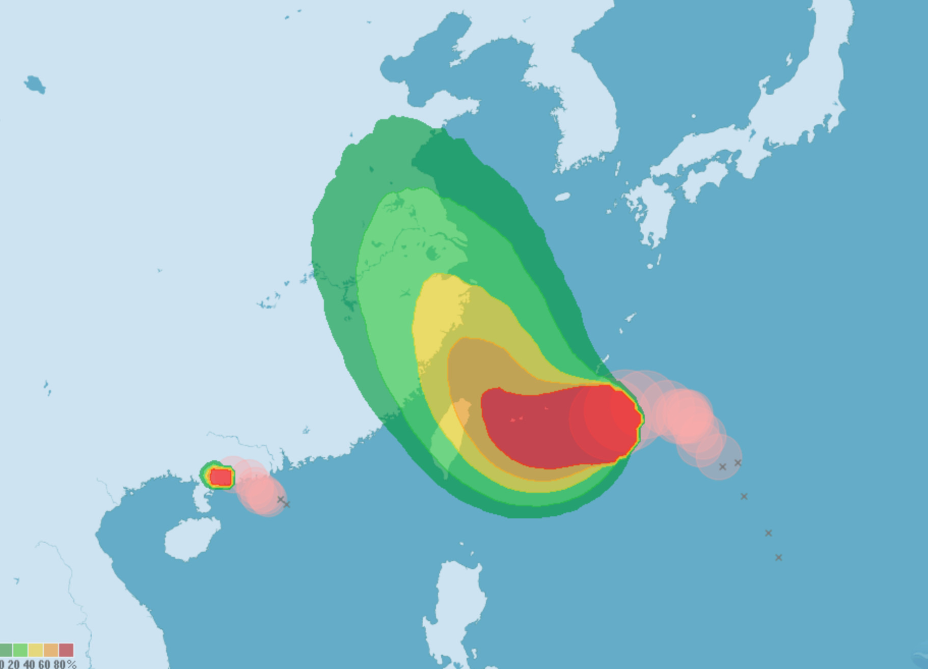 ▲▼中度颱風烟花持續往西逼近台灣。（圖／氣象局）