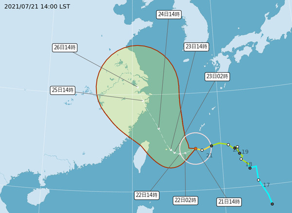 ▲▼烟花颱風路徑。（圖／中央氣象局）