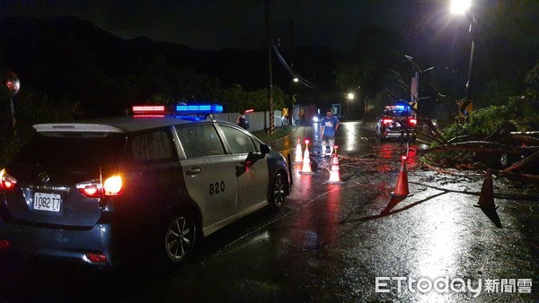 ▲▼受烟花颱風，桃園市龜山區降下大雨，5棵路樹滑下山坡砸毀停放於路邊的汽車。（圖／記者沈繼昌翻攝，下同）