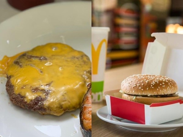 一位網友利用好市多買到的食材做出「起司漢堡排」（左），與麥當勞的口味「超激似」。（翻攝自臉書社團「Costco好市多商品經驗老實說」、本刊資料照）