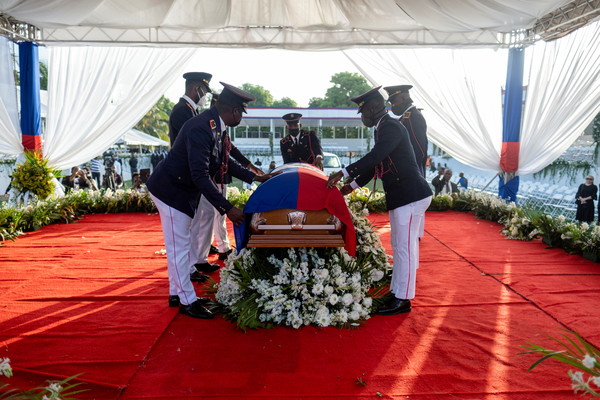 ▲海地總統摩依士（Jovonel Moïse）喪禮23日在海地角（Cap-Haitien）舉行。（圖／路透）