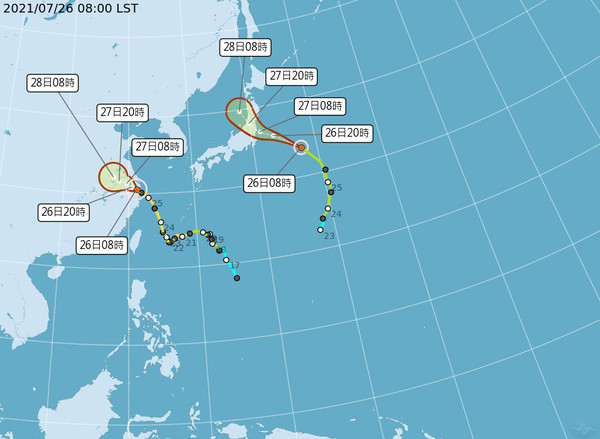 ▲尼伯特颱風預計將登陸日本本州北部。（圖／翻攝自中央氣象局）