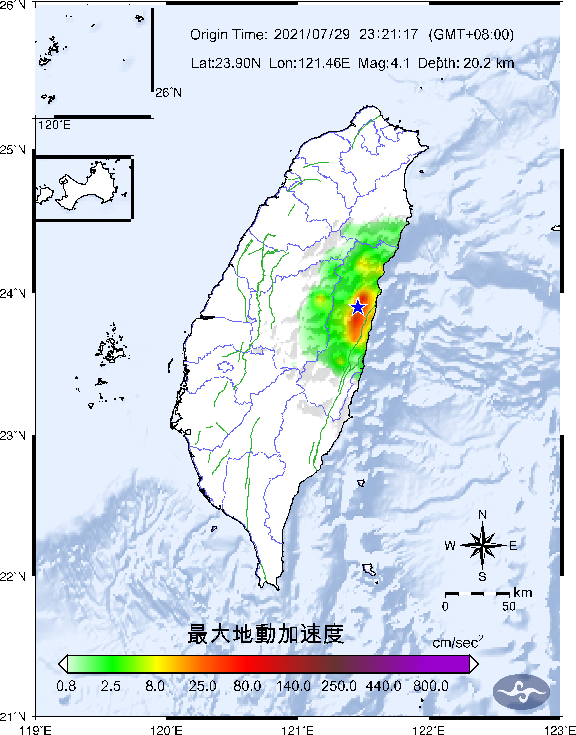 ▲花蓮地震。（圖／中央氣象局，下同）