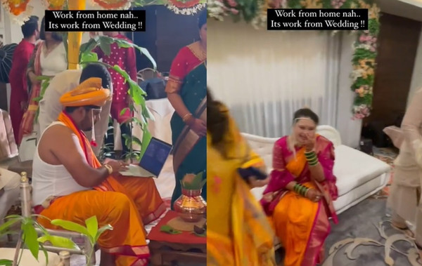新郎突然在婚禮現場「打開筆電」加班　新娘被晾在一旁笑到哭！（圖／翻攝自instagram／Jay-Raj Vijaysingh Deshmukh）