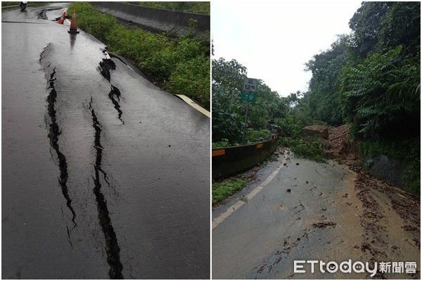 ▲▼豪雨狂炸，嘉義多地出現路面坍塌、土石流等災情。（圖／記者翁伊森翻攝）