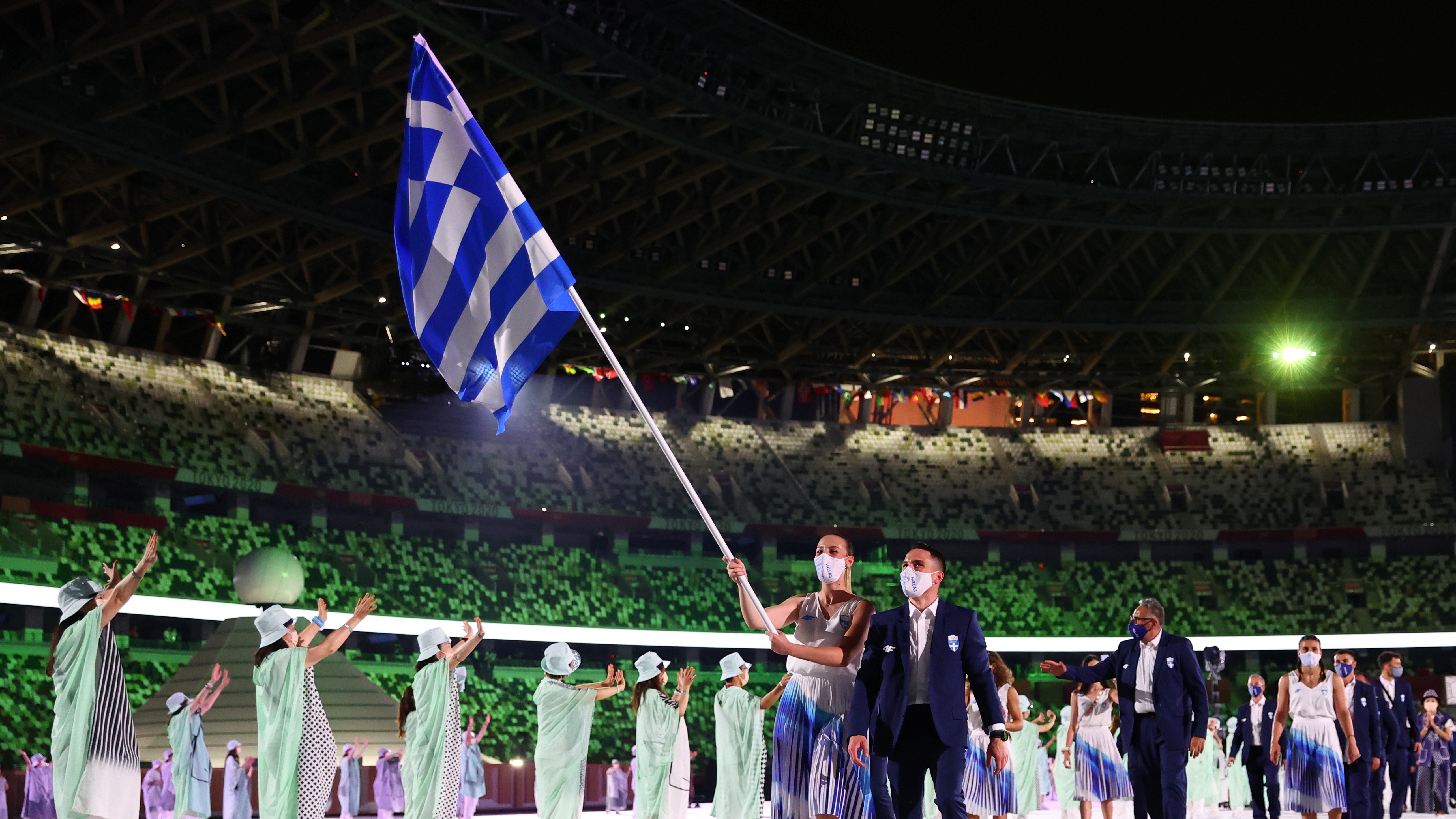 ▲▼ 希臘代表團於東奧開幕式。（圖／路透）