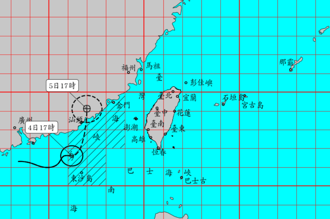 ▲▼颱風持續北上接近台灣。（圖／氣象局）