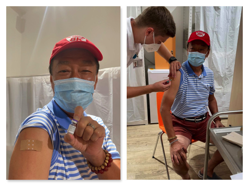 ▲郭台銘赴捷克打BNT疫苗。（圖／翻攝郭台銘臉書）