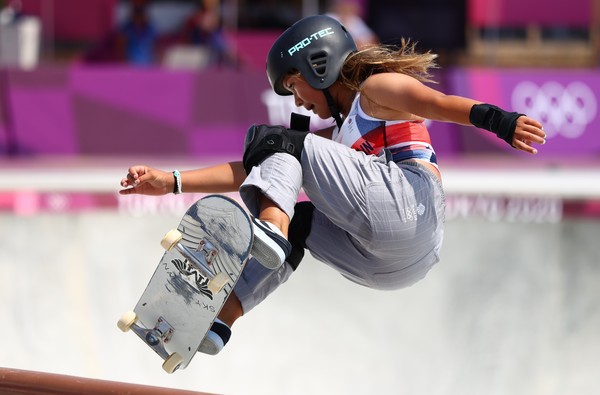 ▲▼英國13歲「滑板銅牌少女」布朗（Sky Brown），參加東京奧運時，身價已經高達500萬美元。（圖／路透）