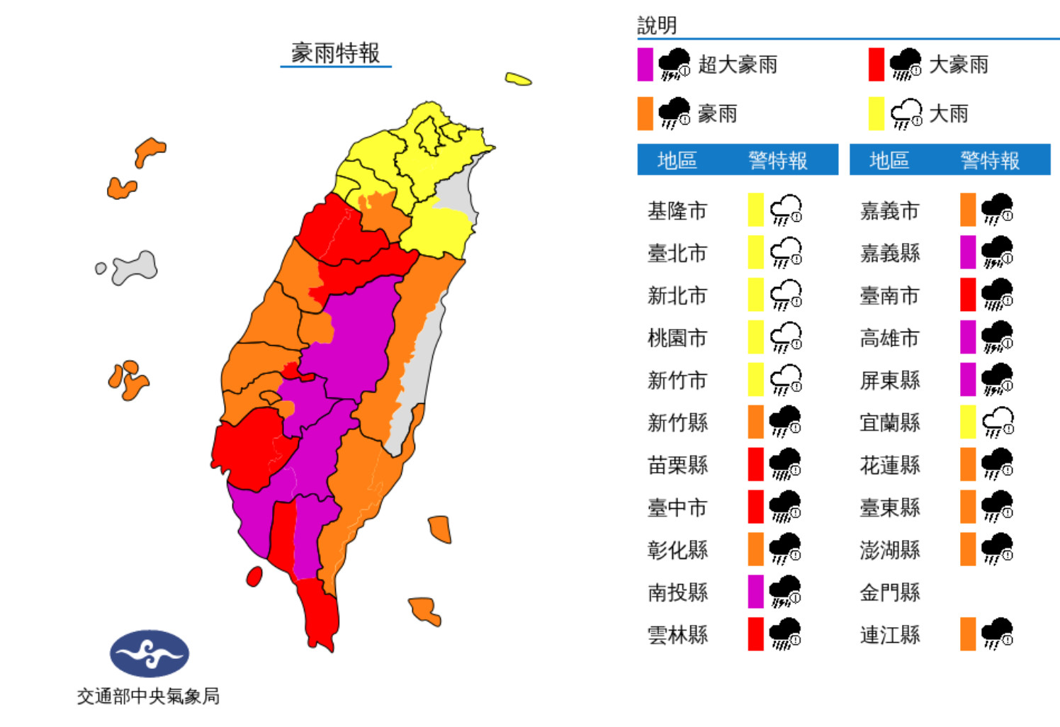 ▲氣象局持續發布豪雨特報。（圖／氣象局）