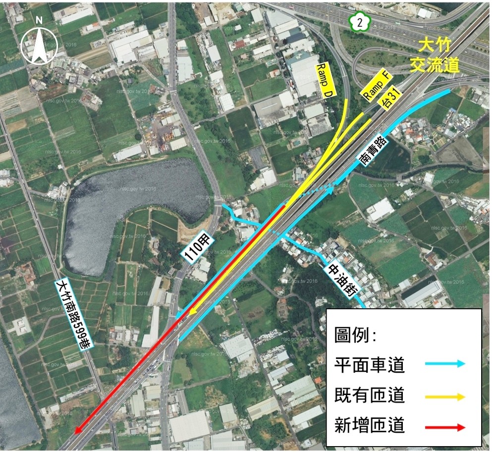 ▲桃園市國2大竹交流道增設青埔高架橋工程鳥瞰圖。（圖／記者沈繼昌翻攝）