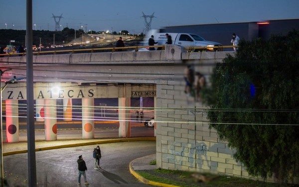 ▲▼墨西哥橋上掛6具半裸男屍。（圖／翻攝自推特）