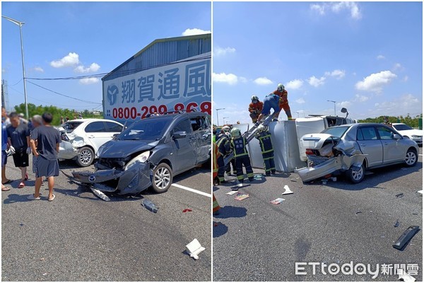 ▲▼國道2號嚴重車禍。（圖／記者楊熾興翻攝）