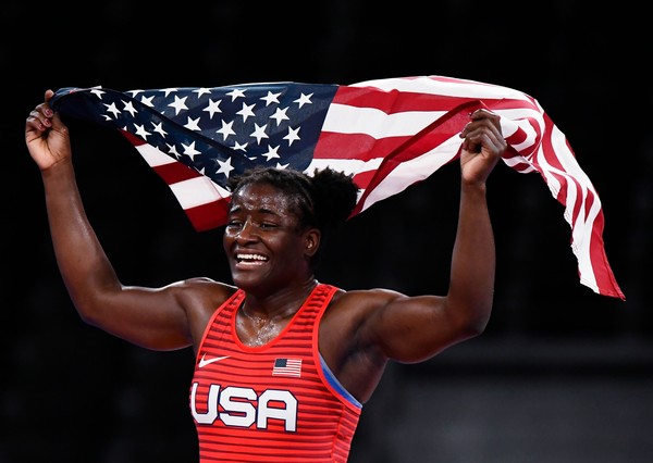 ▲美國首位奧運角力黑人金牌得主門薩（Tamyra Mensah-Stock）。（圖／路透）