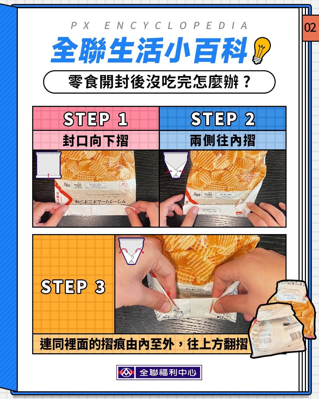 ▲▼全聯分享零食收折技巧。（圖／全聯福利中心）