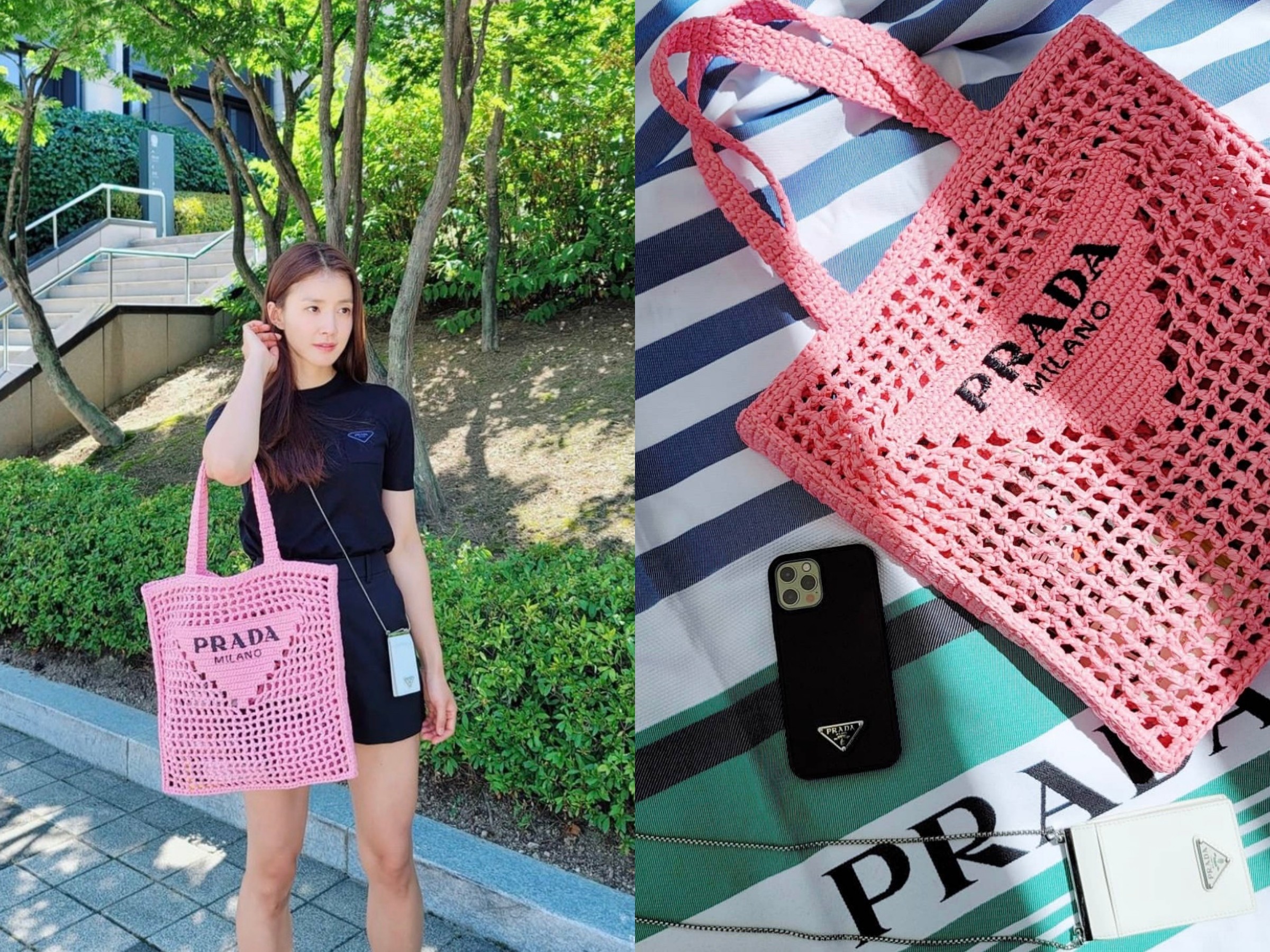 ▲名人背Prada草編包。（圖／翻攝自IG）