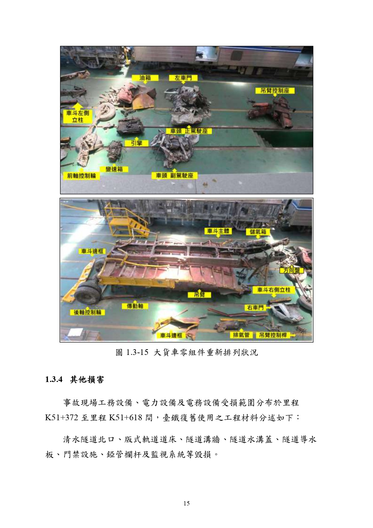 ▲▼運安會公布太魯閣事故調查報告，現場及列車損害情況。（圖／運安會提供）