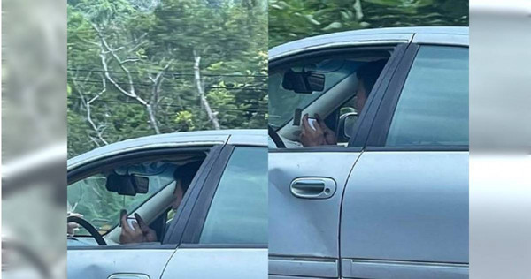 一名網友日前在國道上驚見一名駕駛沒有手握方向盤，而是雙手拿著手機玩遊戲，嚇得他直呼太扯了，對方的車輛在路上飄來飄去超恐怖。（圖／翻攝自臉書／爆料公社二社）