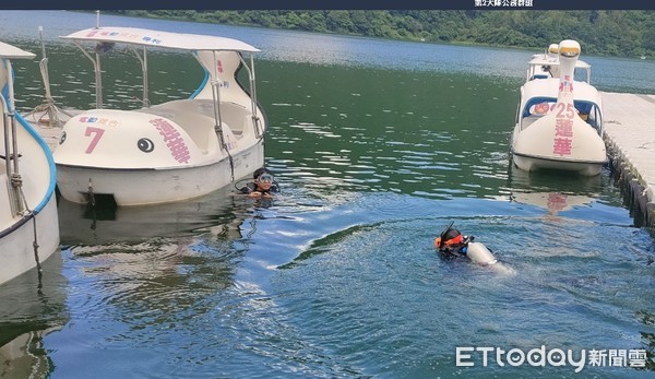▲▼  民眾到花蓮鯉魚潭潛水，卻遲遲未浮起疑似溺水，警消緊急出動搜救。（圖／記者王兆麟翻攝）