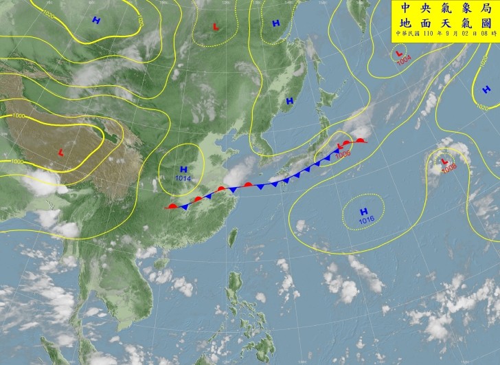 ▲高壓東退，午後雷陣雨範圍加大。（圖／氣象局）