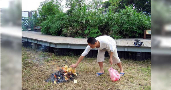 發現屍塊的黃男事後仍不時上島燒香祭拜亡靈。