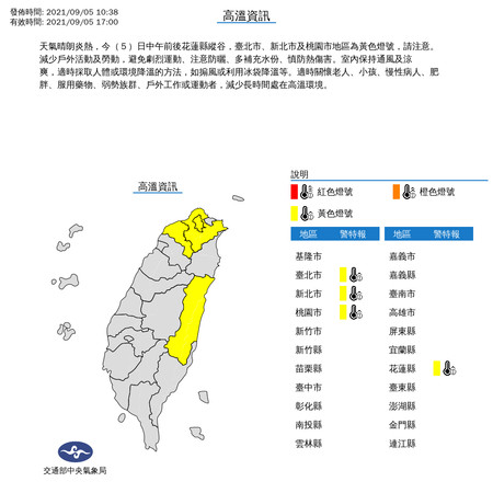 ▲高溫警示。（圖／氣象局提供）