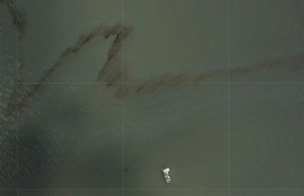 ▲▼颶風艾達過境後，墨西哥灣海面出現原油洩漏。（圖／路透）