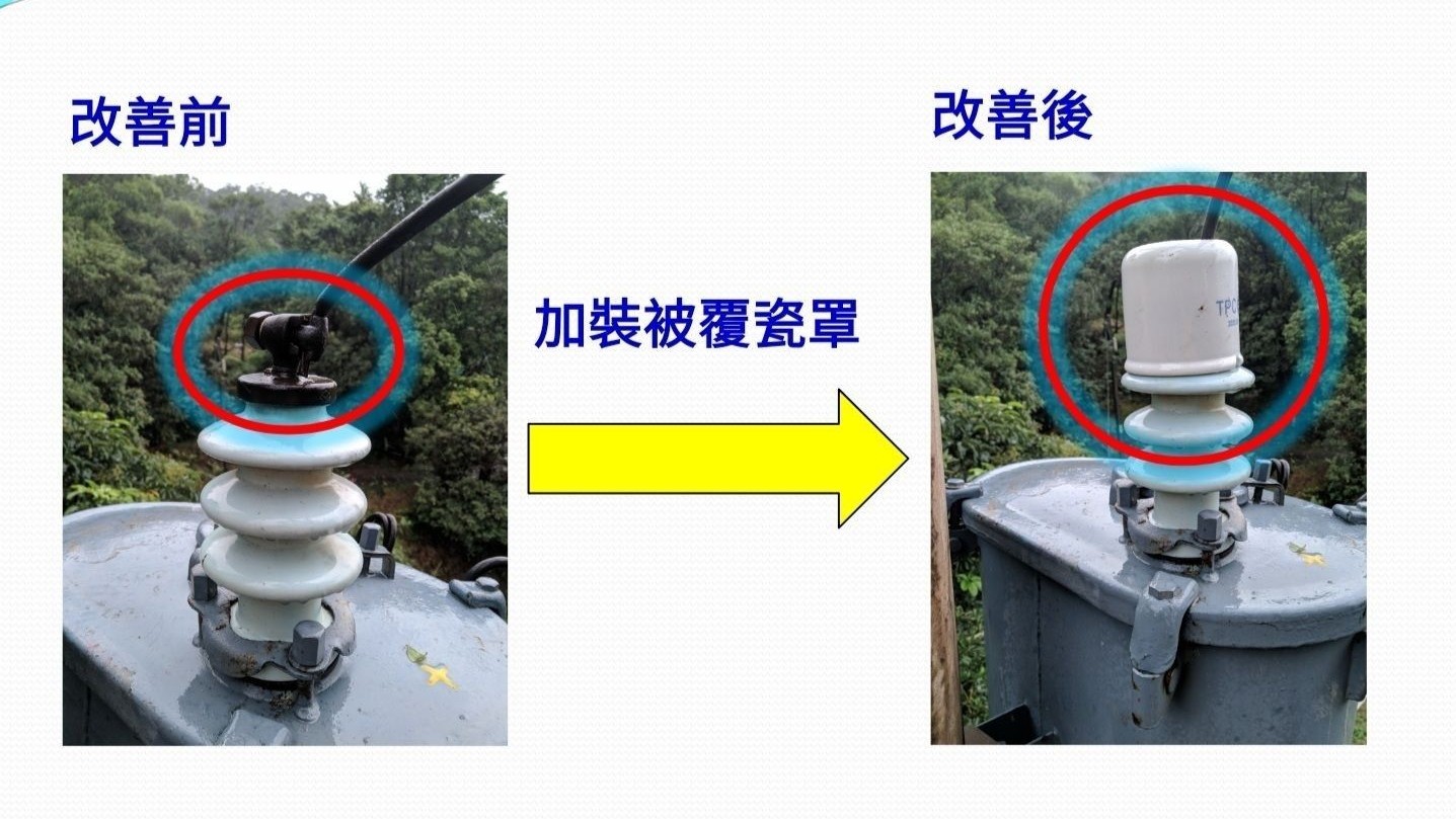 ▲金山16支電桿加裝絕緣保護罩裝置。（圖／台電基隆區處提供）