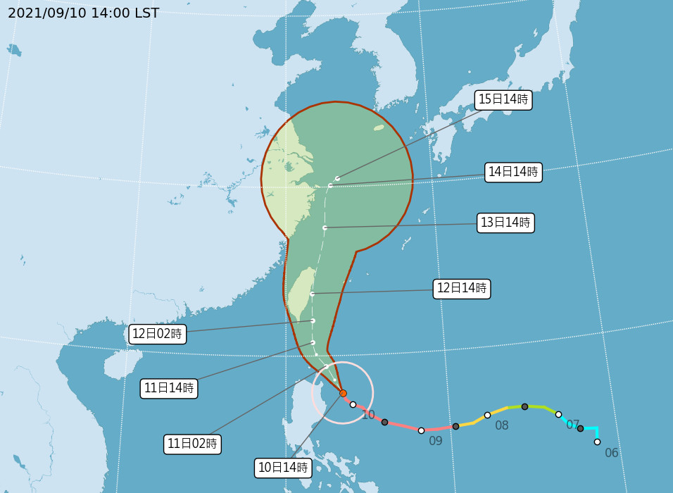 ▲▼璨樹颱風路徑。（圖／中央氣象局）