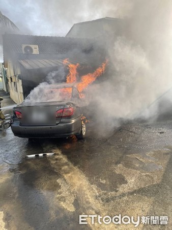 ▲高雄市阿蓮區發生汽車燃燒，一名余姓男子追求不成疑似自焚             。（圖／記者吳奕靖翻攝）