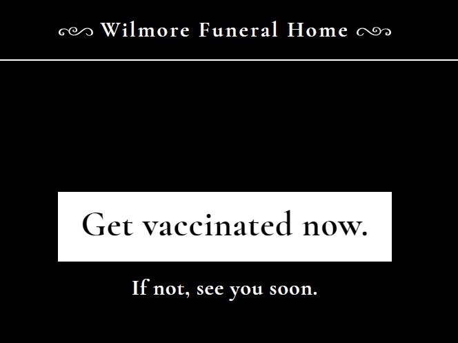 ▲▼美國殯儀館宣傳車大字寫「不要打疫苗」。（圖／翻攝自Wilmore Funeral Home官網）