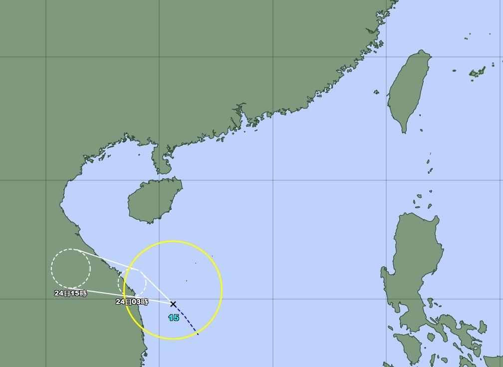 ▲▼第15號颱風電母生成。（圖／翻攝日本氣象廳）