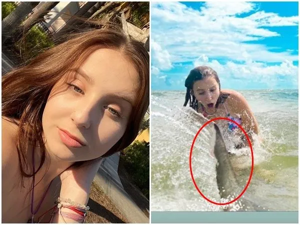 ▲▼美國佛州辣妹拍照瞬間鯊魚入鏡。（圖／翻攝Instagram@kristinalowe）