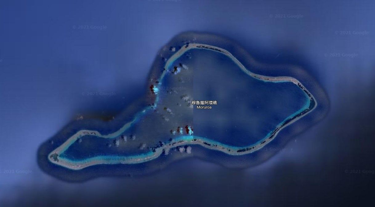 ▲▼穆魯羅阿環礁（Moruroa）。（圖／翻攝自Google地圖）