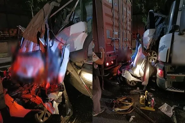 ▲▼高雄小港嚴重車禍      。（圖／記者洪靖宜翻攝）