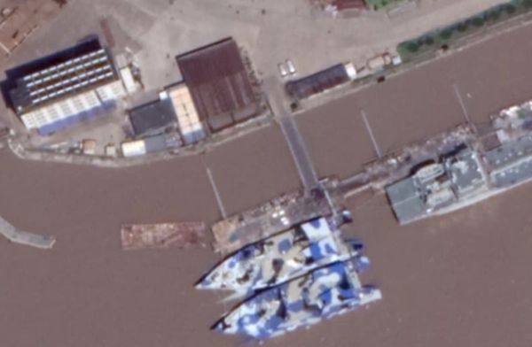 ▲Google Map中浙江舟山凱靈船廠內停泊的022型飛彈艇。（圖／翻攝張競臉書）