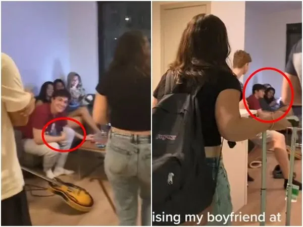 ▲▼女子po影片卻被網友揪出男友可能偷吃。（圖／翻攝TikTok／@laurenzarras）