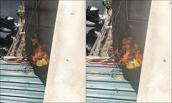 陽台插2管架香爐！電線旁「騰空燒金紙」一用45年　樓上嚇歪（圖／翻攝自Facebook／爆料公社(官方粉專專屬)）