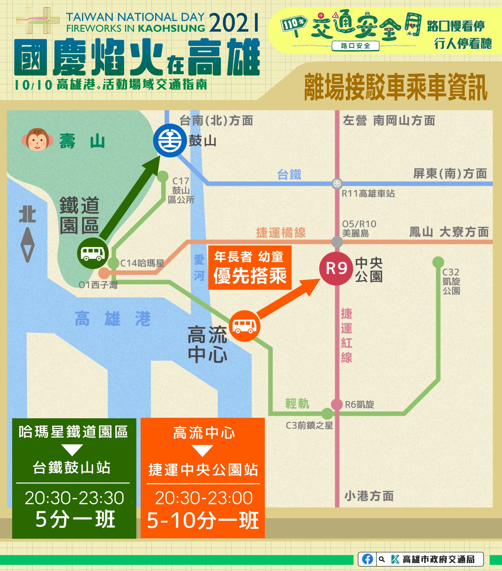 ▲離場接駁車乘車資訊。（圖／高雄市政府）