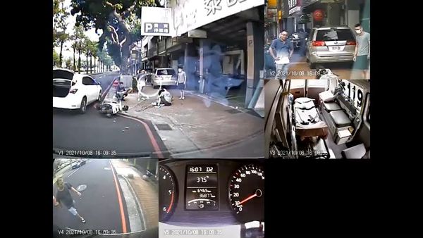 ▲台灣大道發生汽機車擦撞，騎士飆罵三字經被毆打成熊貓眼。（圖／民眾提供）