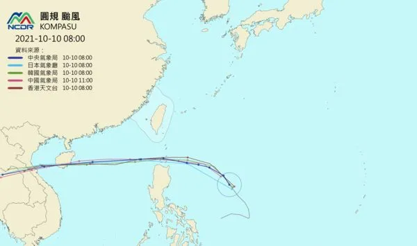 ▲圓規颱風各國路徑預測。（圖／翻攝自國家災害防救科技中心NCDR）