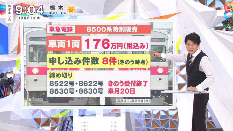 鐵道迷搶爆！日本開賣「廢棄電車」一台176萬　看到運費我哭了（圖／翻攝日本節目めざまし８）