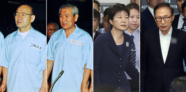 ▲▼南韓入獄的前總統，由左至右分別為全斗煥、盧泰愚、朴槿惠、李明博。（圖／達志影像）