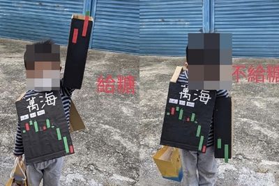 萬聖節最恐怖造型！3男童扮航運三雄　網看完超抖：糖一定給爆