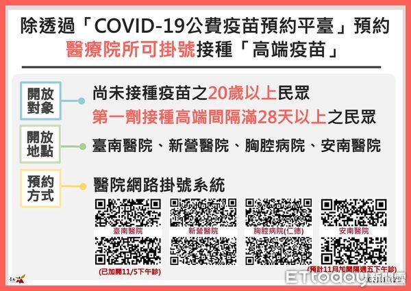 ▲台南市永康奇美醫院、佳里奇美醫院開放預約掛號BNT疫苗第一劑，民眾可上網預約掛號接種。（圖／記者林悅翻攝，下同）