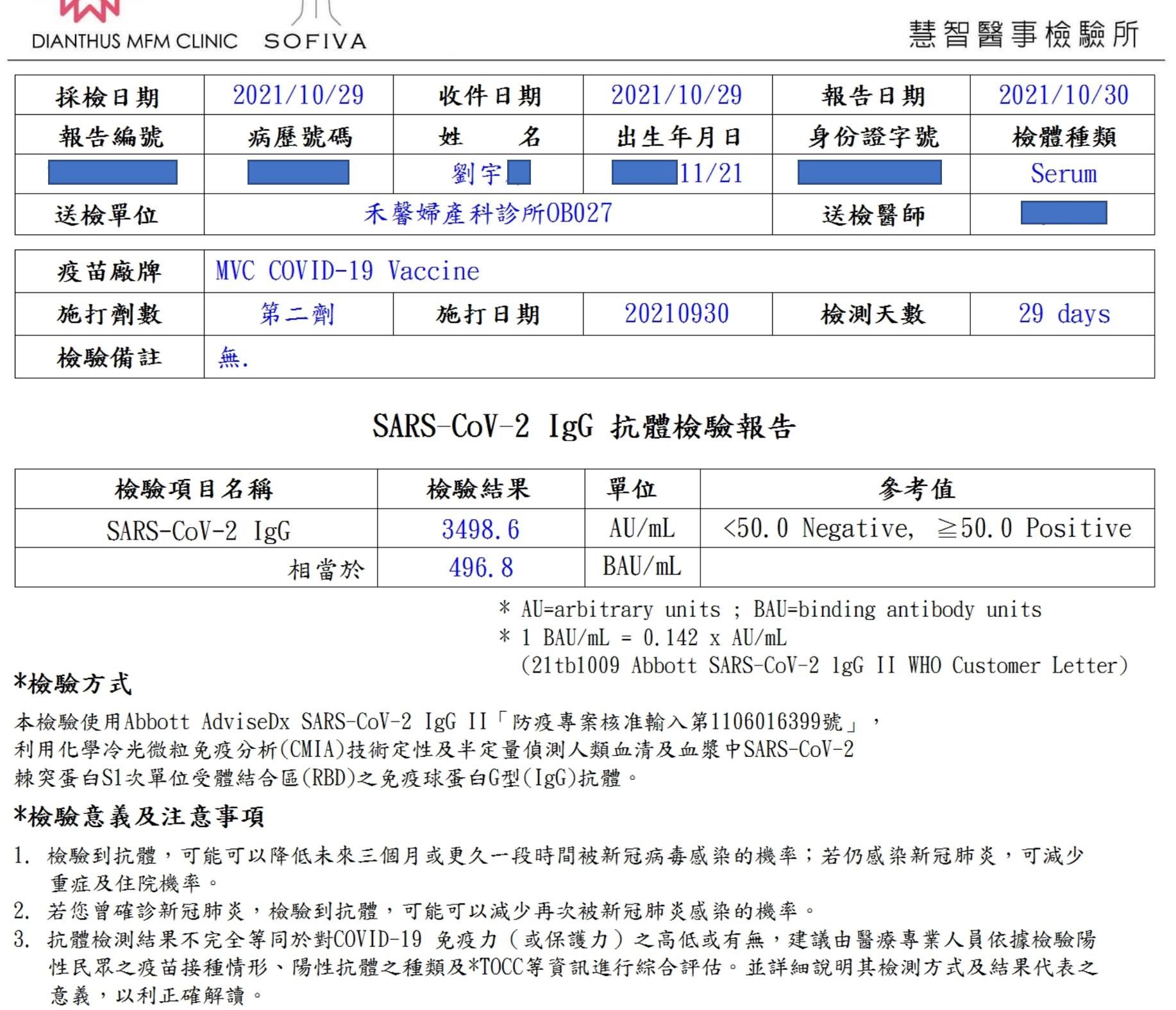 ▲▼劉宇席自費檢驗抗體。（圖／翻攝臉書／劉宇）